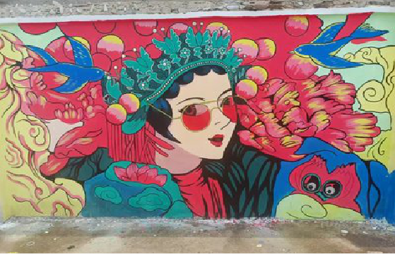 色达墙体彩绘-网红墙