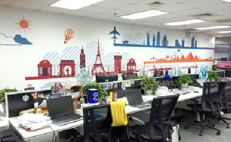 色达教你设计办公室墙绘的方法。